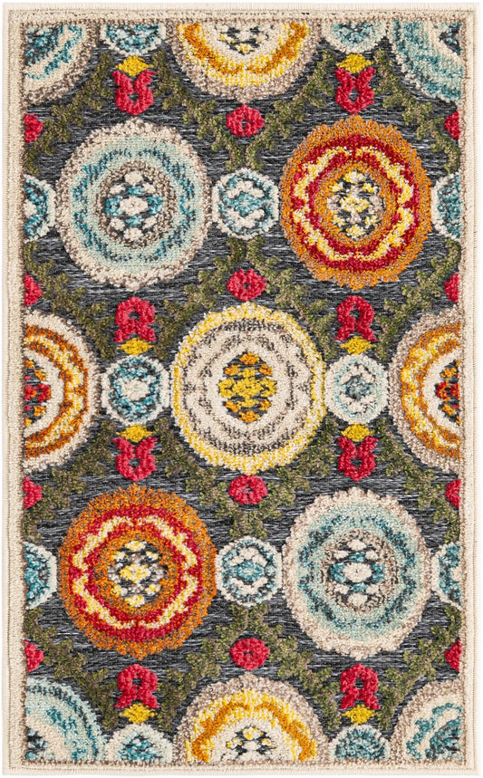 Outdoor Marrakesh Collection Area Rug -  Asilah Rectangle Gray Main