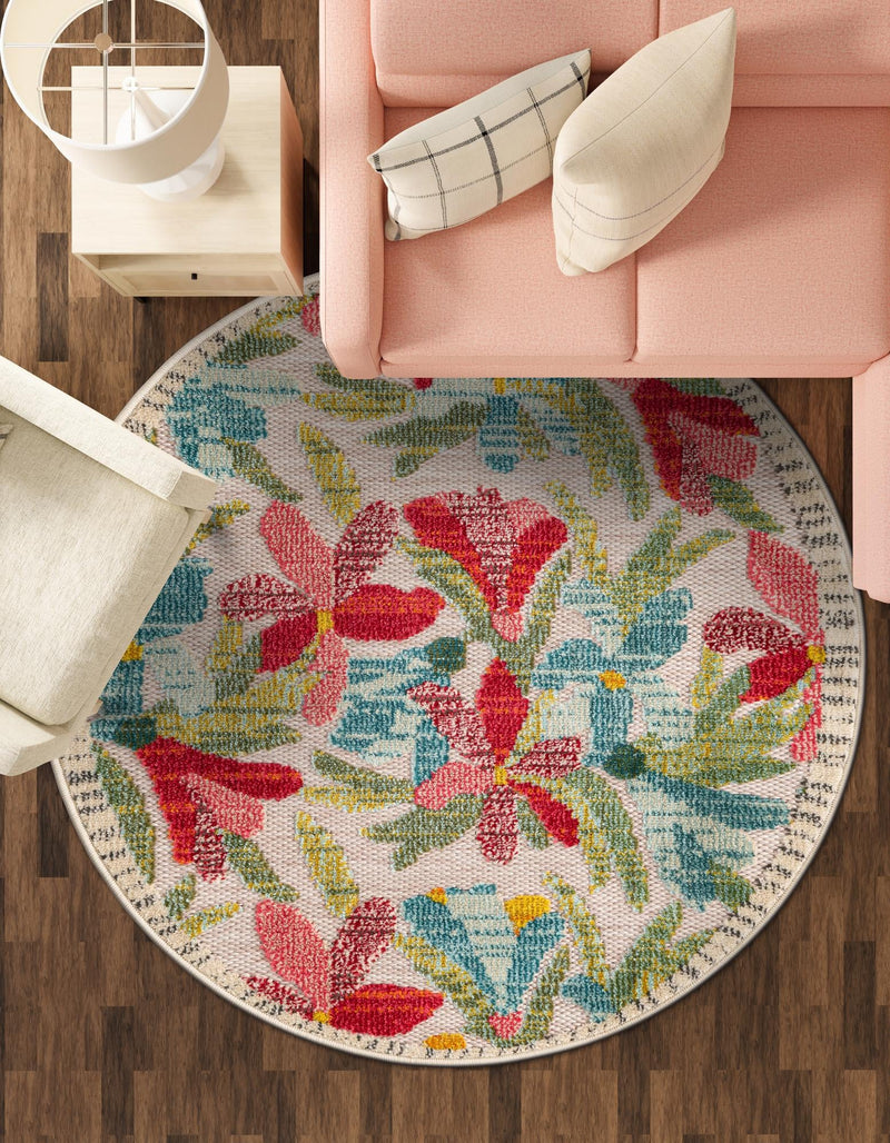 Outdoor Marrakesh Collection Area Rug -  Midelt Round Multi  lifestyle 49