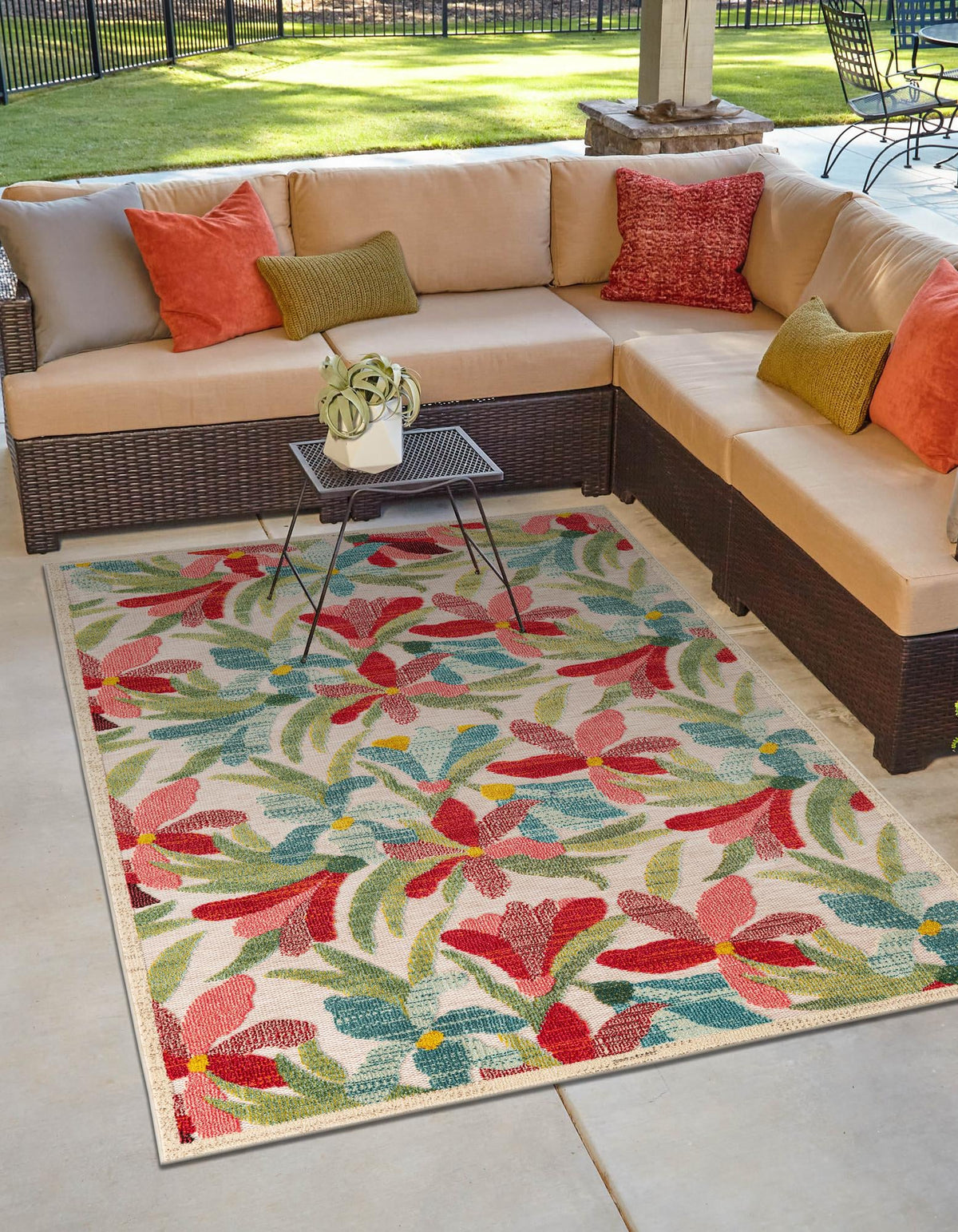 Outdoor Marrakesh Collection Area Rug -  Midelt Rectangle Multi  lifestyle 2