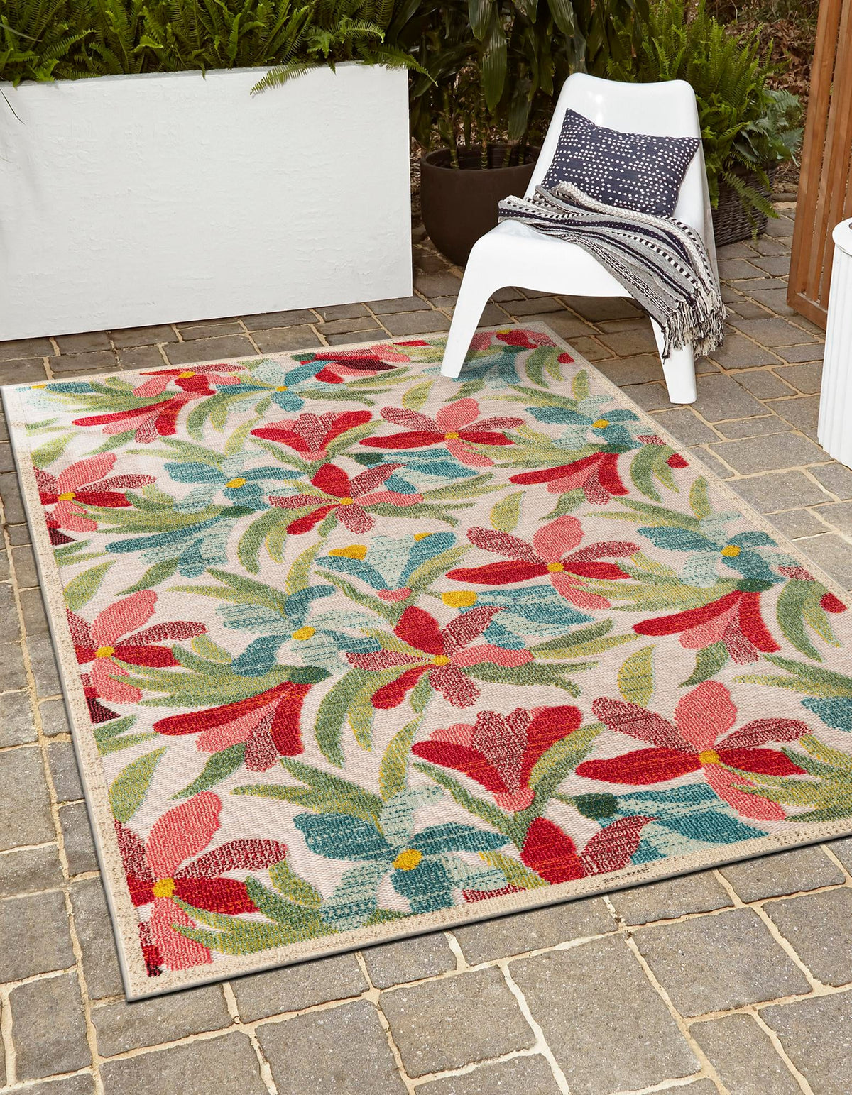 Outdoor Marrakesh Collection Area Rug -  Midelt Rectangle Multi  lifestyle 6