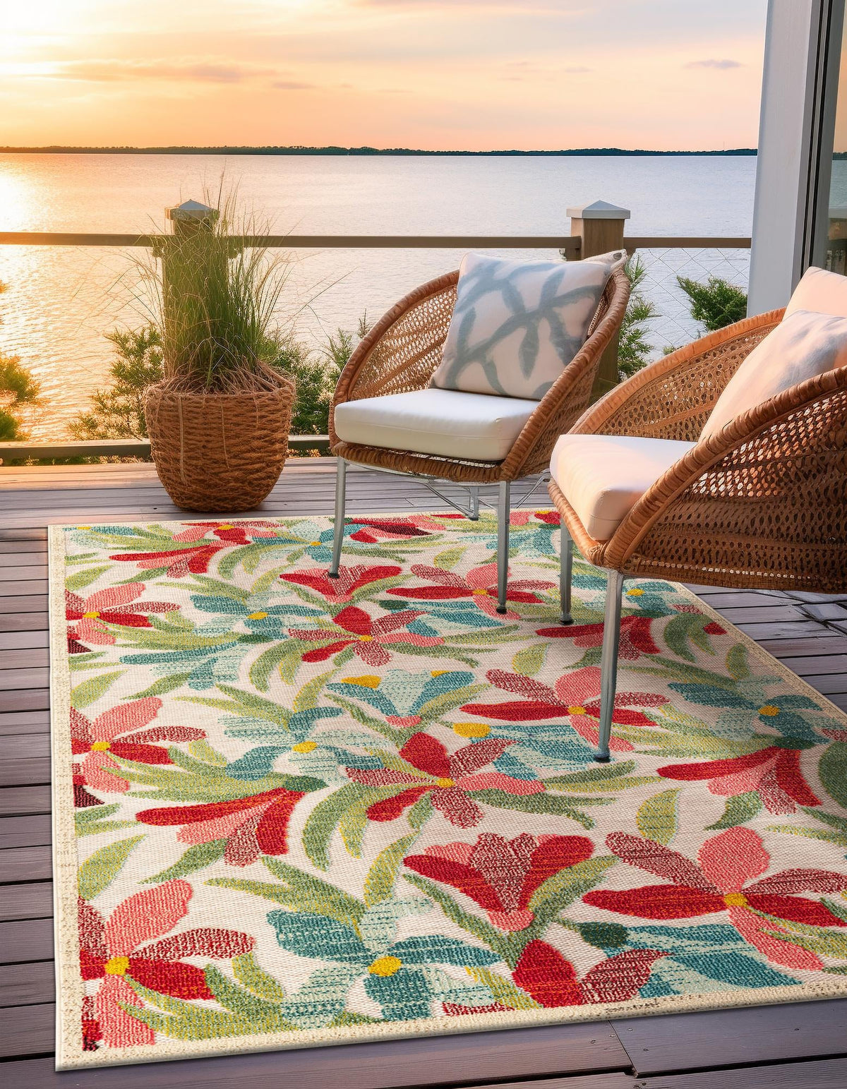 Outdoor Marrakesh Collection Area Rug -  Midelt Rectangle Multi  lifestyle 10