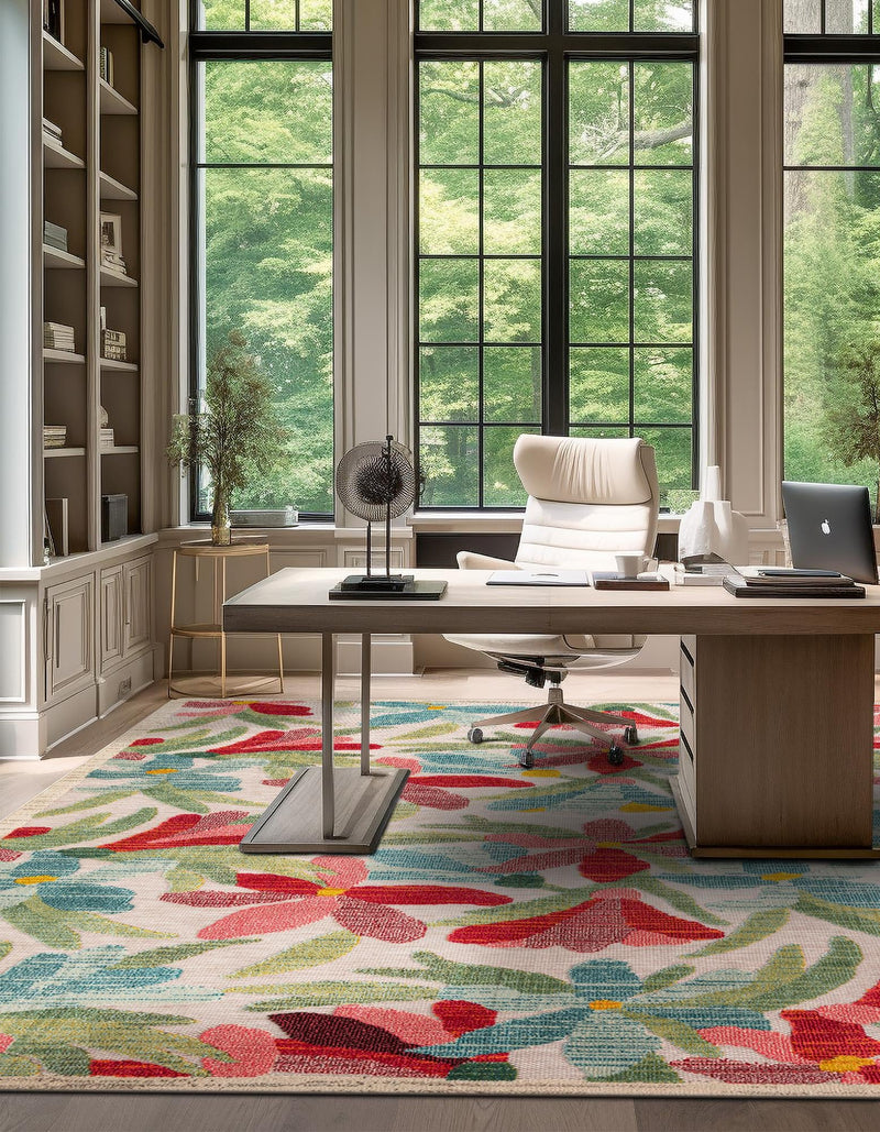 Outdoor Marrakesh Collection Area Rug -  Midelt Square Multi  lifestyle 51