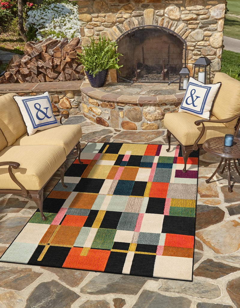 Outdoor Marrakesh Collection Area Rug -  Tangier Rectangle Multi  lifestyle 6