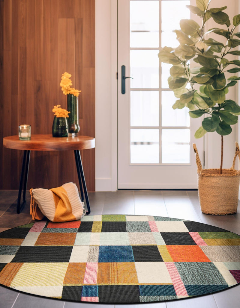Outdoor Marrakesh Collection Area Rug -  Tangier Round Multi  lifestyle 25