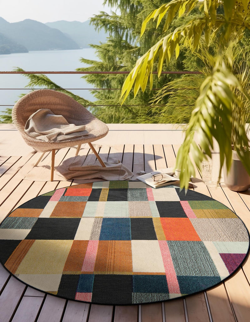 Outdoor Marrakesh Collection Area Rug -  Tangier Round Multi  lifestyle 28