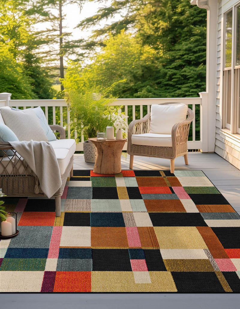 Outdoor Marrakesh Collection Area Rug -  Tangier Square Multi  lifestyle 24