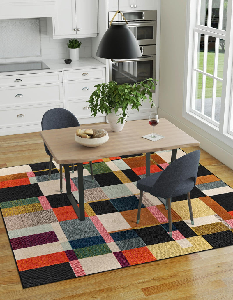 Outdoor Marrakesh Collection Area Rug -  Tangier Square Multi  lifestyle 27