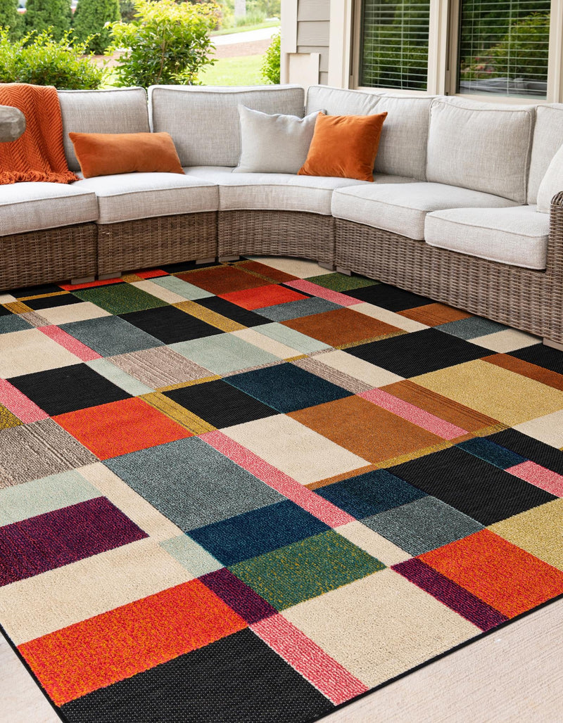 Outdoor Marrakesh Collection Area Rug -  Tangier Square Multi  lifestyle 30