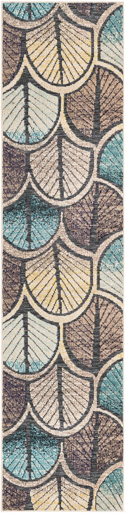 Outdoor Marrakesh Collection Area Rug -  Rabat Runner Gray Blue Ivory  lifestyle 22