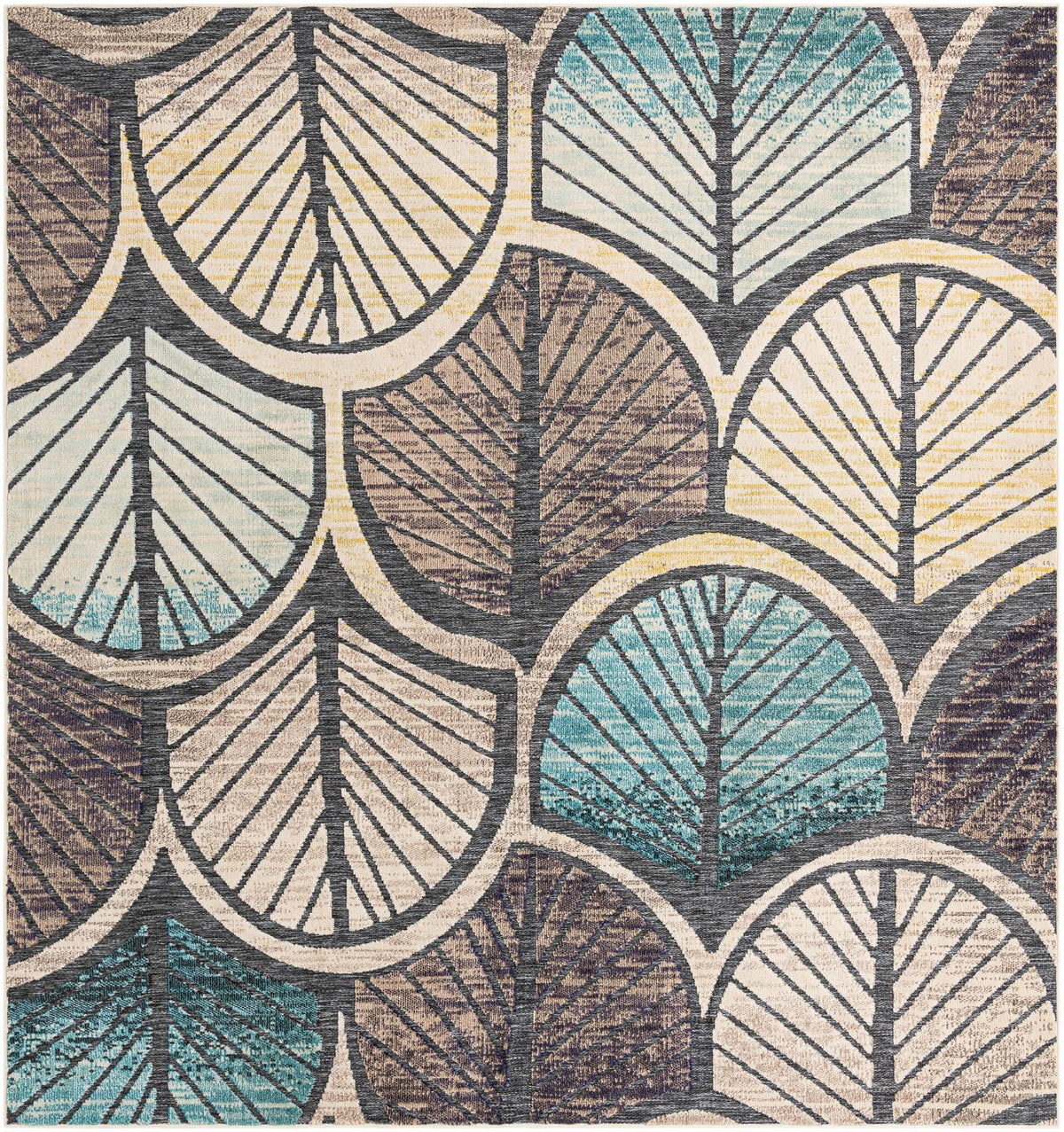 Outdoor Marrakesh Collection Area Rug -  Rabat Square Gray Blue Ivory  lifestyle 42