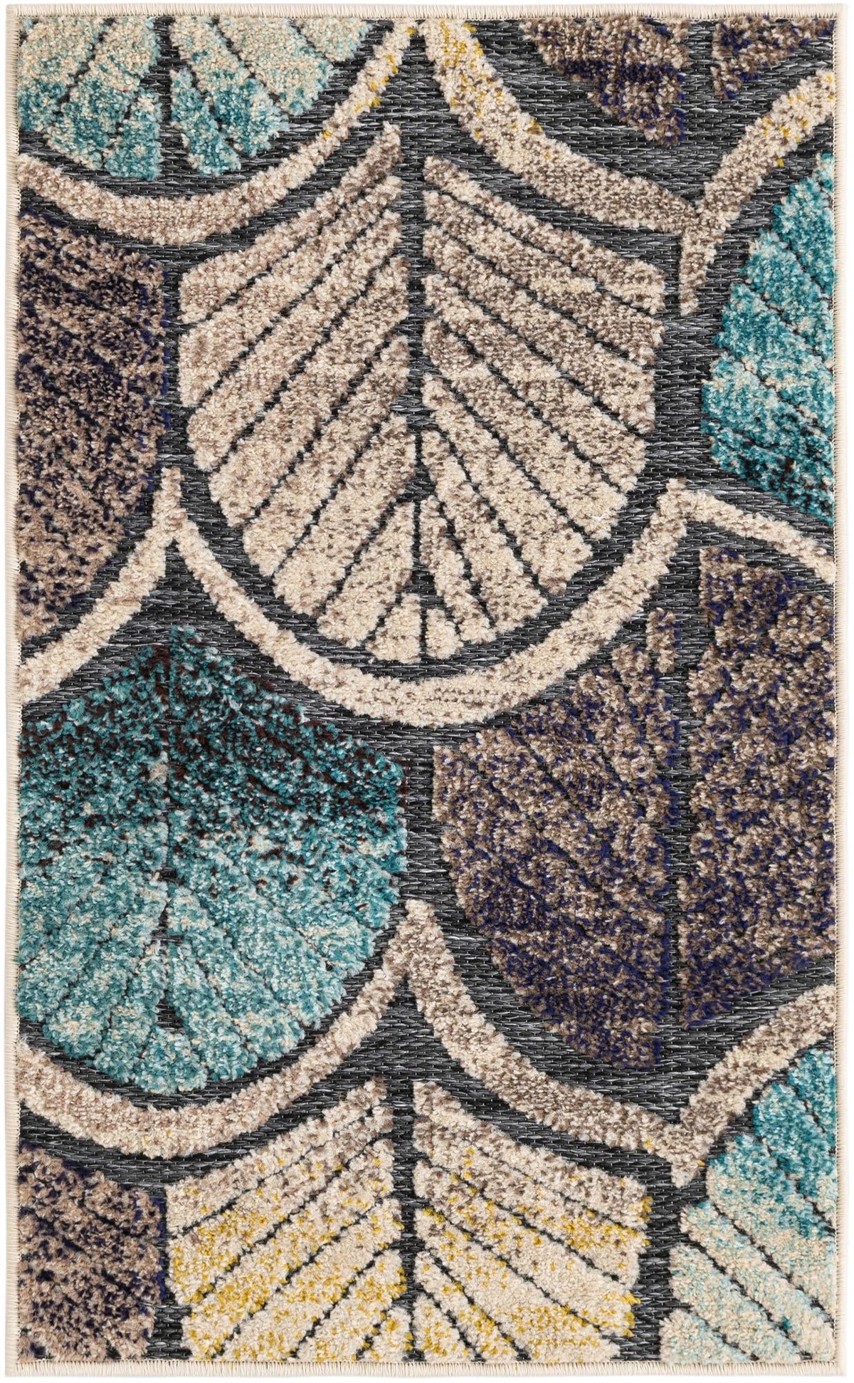 Outdoor Marrakesh Collection Area Rug -  Rabat Rectangle Gray Blue Ivory Main