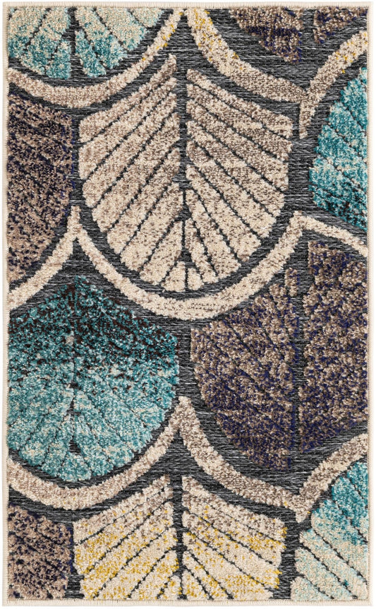 Outdoor Marrakesh Collection Area Rug -  Rabat Rectangle Gray Blue Ivory Main