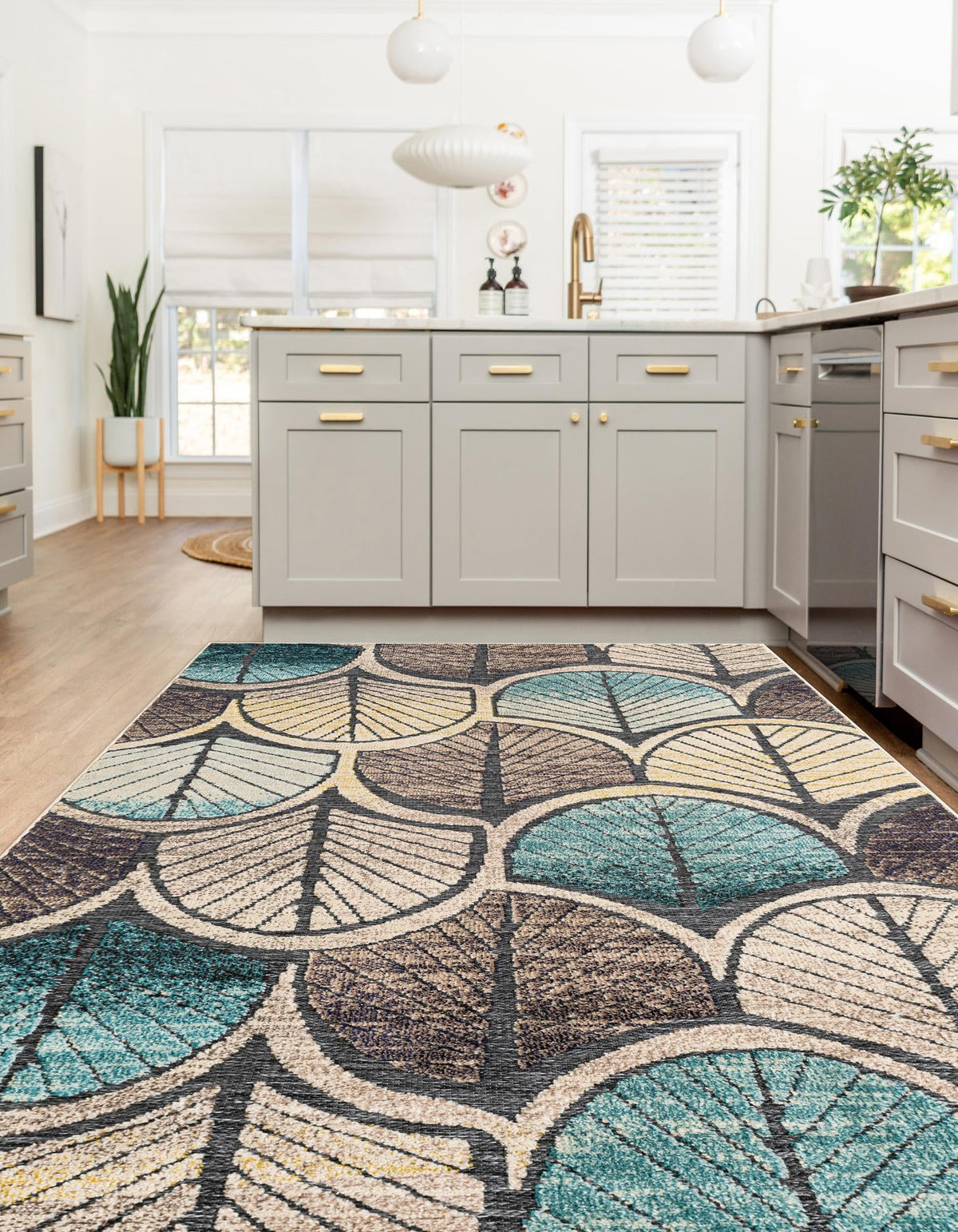 Outdoor Marrakesh Collection Area Rug -  Rabat Rectangle Gray Blue Ivory  lifestyle 3