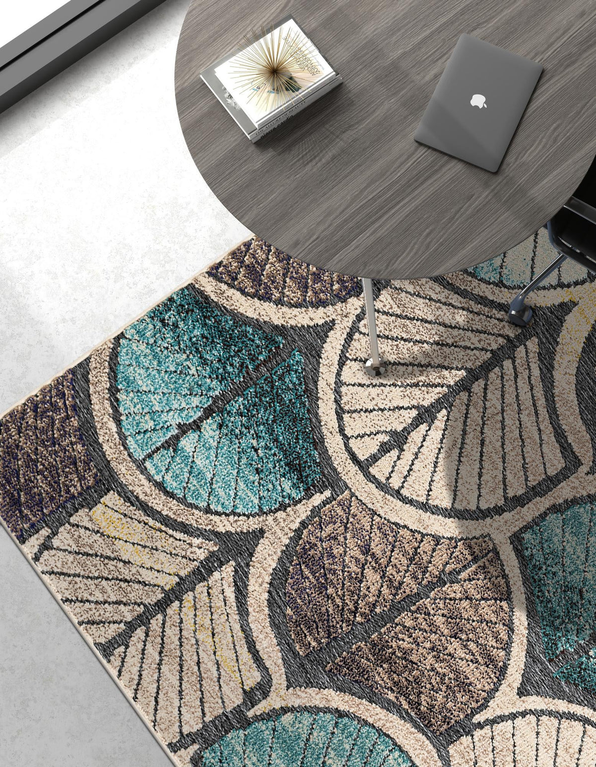 Outdoor Marrakesh Collection Area Rug -  Rabat Rectangle Gray Blue Ivory  lifestyle 11