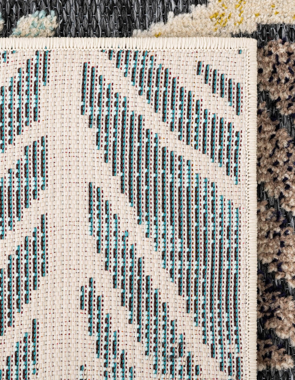 Outdoor Marrakesh Collection Area Rug -  Rabat Rectangle Gray Blue Ivory  lifestyle 16