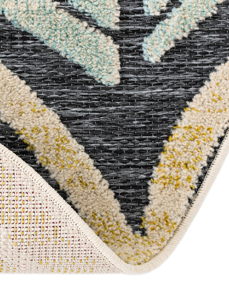 Outdoor Marrakesh Collection Area Rug -  Rabat Round Gray Blue Ivory  lifestyle 53