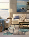 Outdoor Marrakesh Collection Area Rug -  Rabat Square Gray Blue Ivory  lifestyle 51