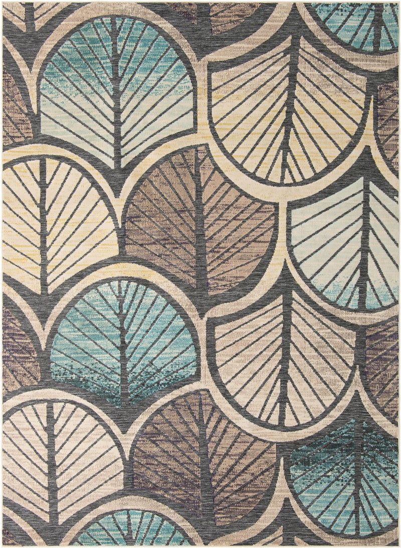 Outdoor Marrakesh Collection Area Rug -  Rabat Rectangle Gray Blue Ivory  lifestyle 2