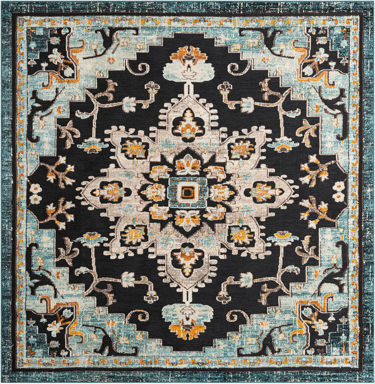 Outdoor Marrakesh Collection Area Rug -  Essaouira Square Navy Blue  lifestyle 44