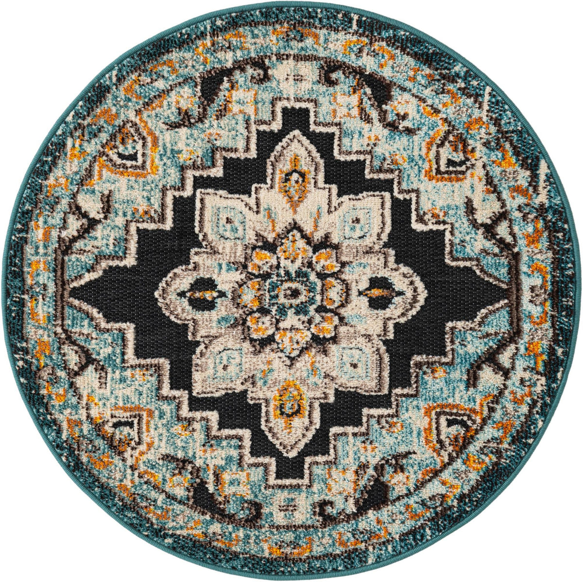 Outdoor Marrakesh Collection Area Rug -  Essaouira Round Navy Blue  lifestyle 45