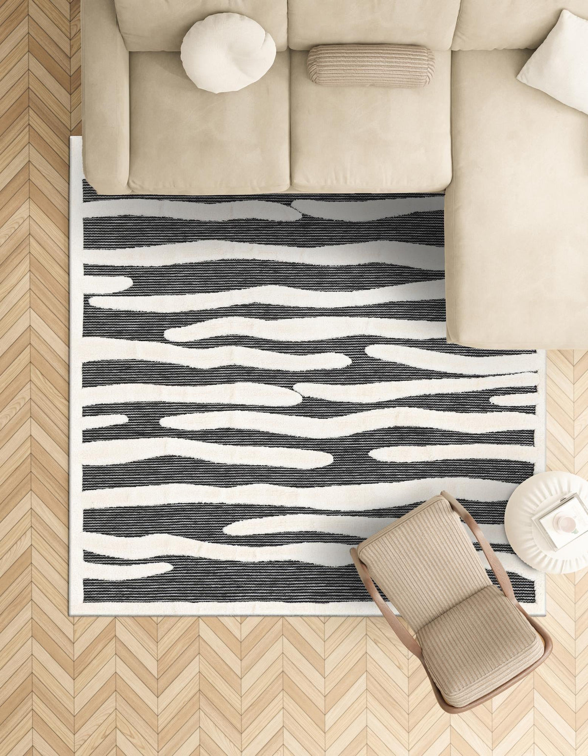 Monochrome Collection Area Rug - Slate Square Gray  lifestyle 103