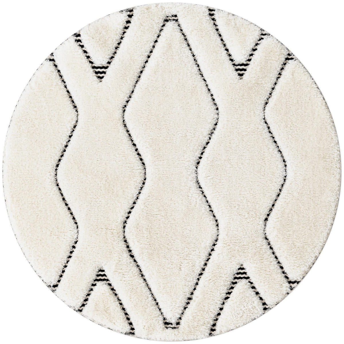 Monochrome Collection Area Rug -  Glacier Round Ivory White  lifestyle 80