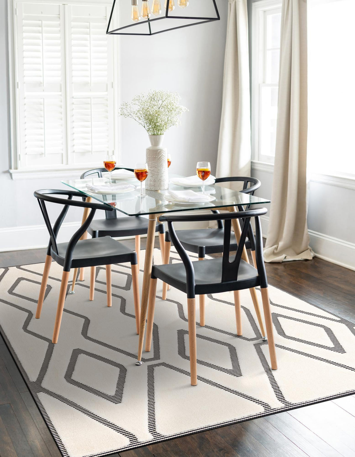 Monochrome Collection Area Rug -  Glacier Rectangle Ivory White  lifestyle 5