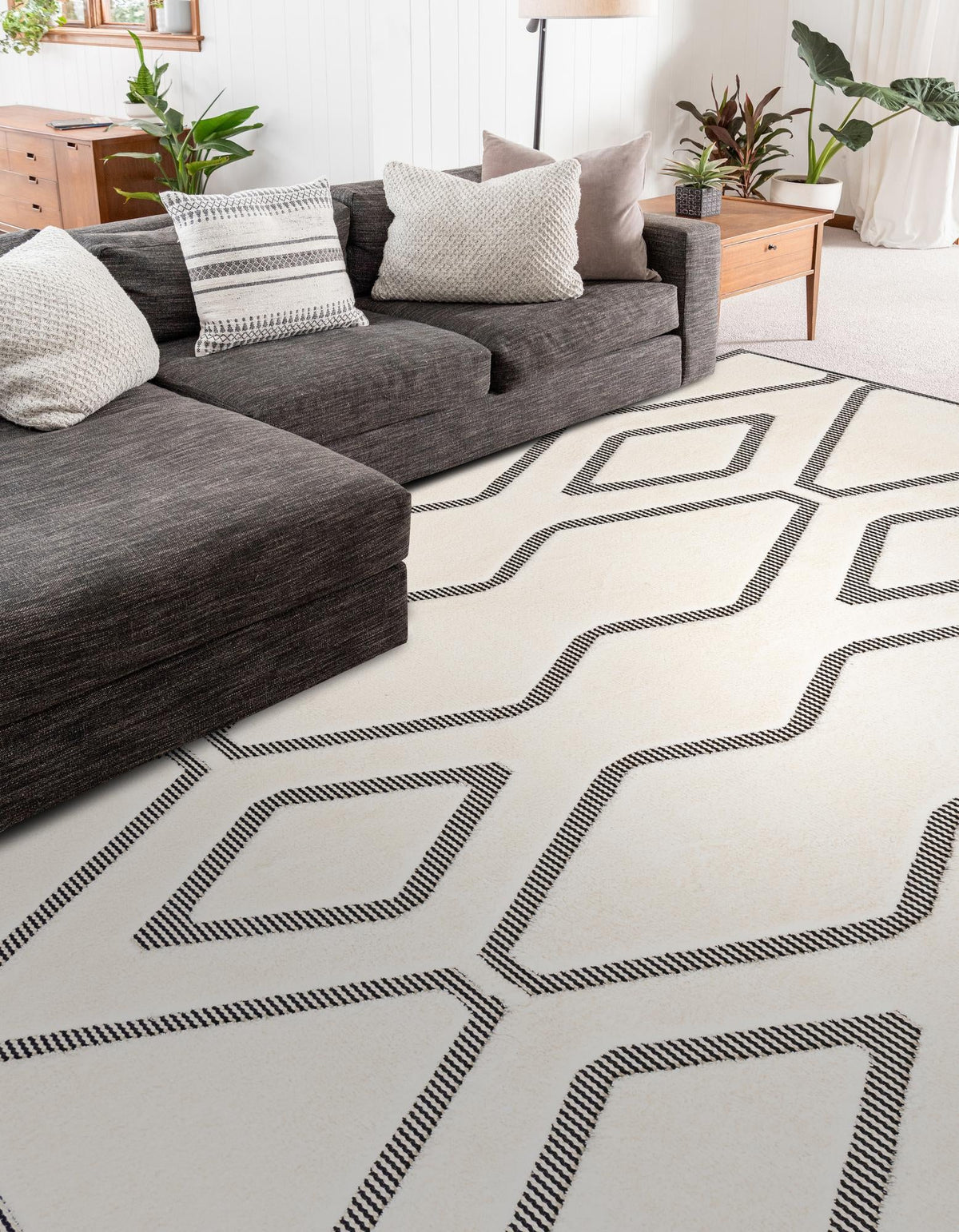 Monochrome Collection Area Rug -  Glacier Rectangle Ivory White  lifestyle 11
