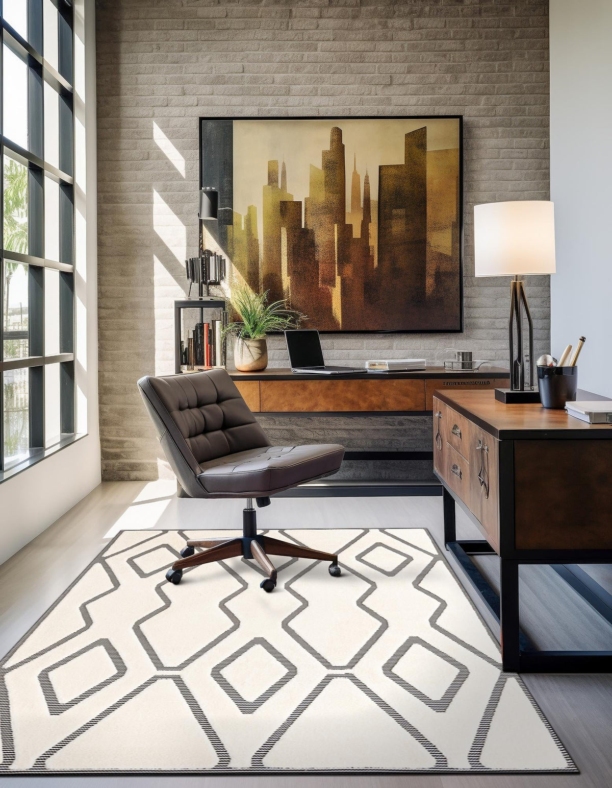 Monochrome Collection Area Rug -  Glacier Rectangle Ivory White  lifestyle 15