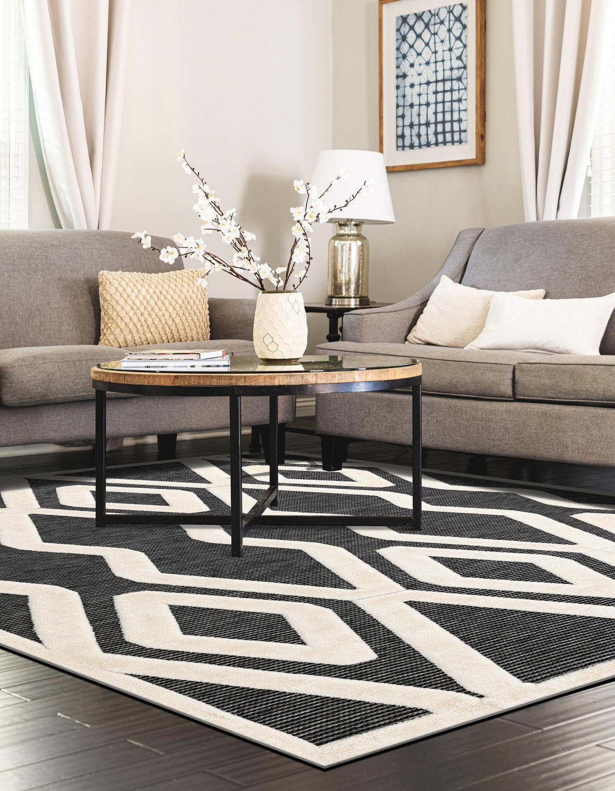 Monochrome Collection Area Rug -  Glacier Rectangle Gray  lifestyle 12