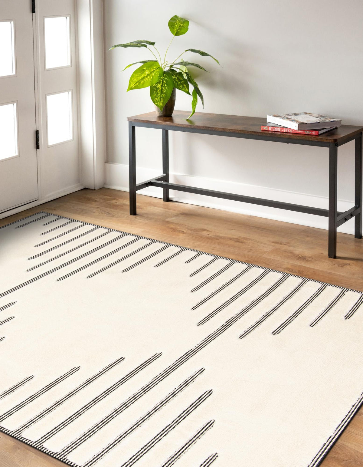 Monochrome Collection Area Rug -  Ash Rectangle Ivory White  lifestyle 9
