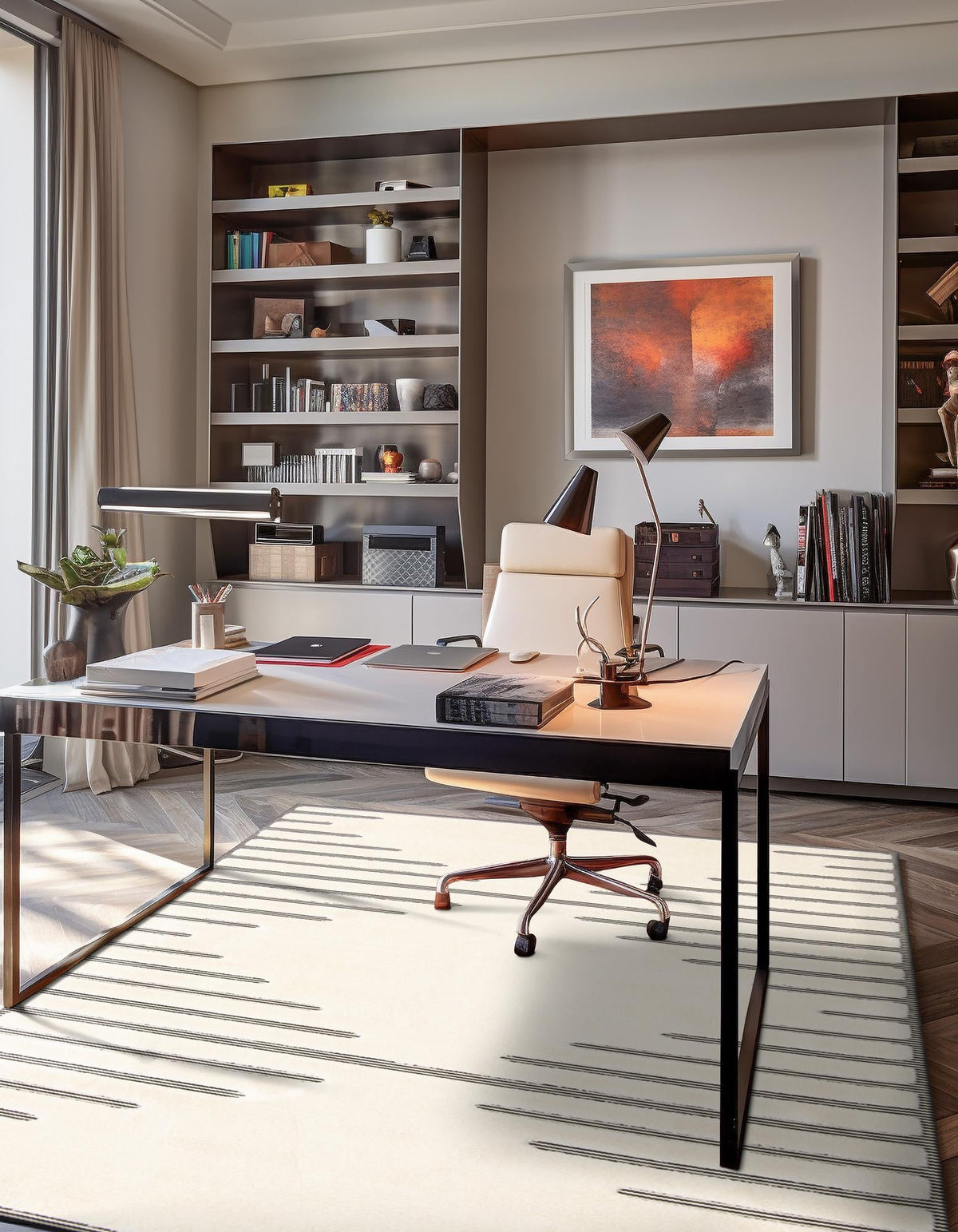 Monochrome Collection Area Rug -  Ash Rectangle Ivory White  lifestyle 11