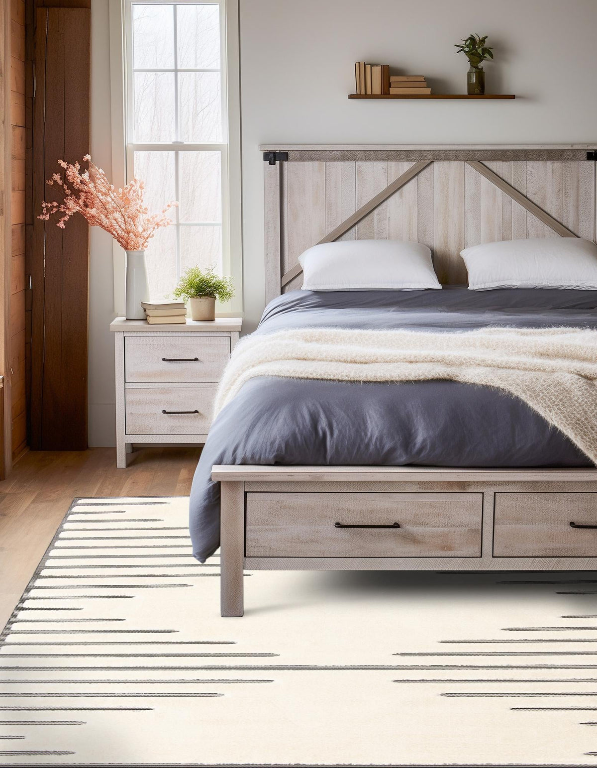 Monochrome Collection Area Rug -  Ash Rectangle Ivory White  lifestyle 19