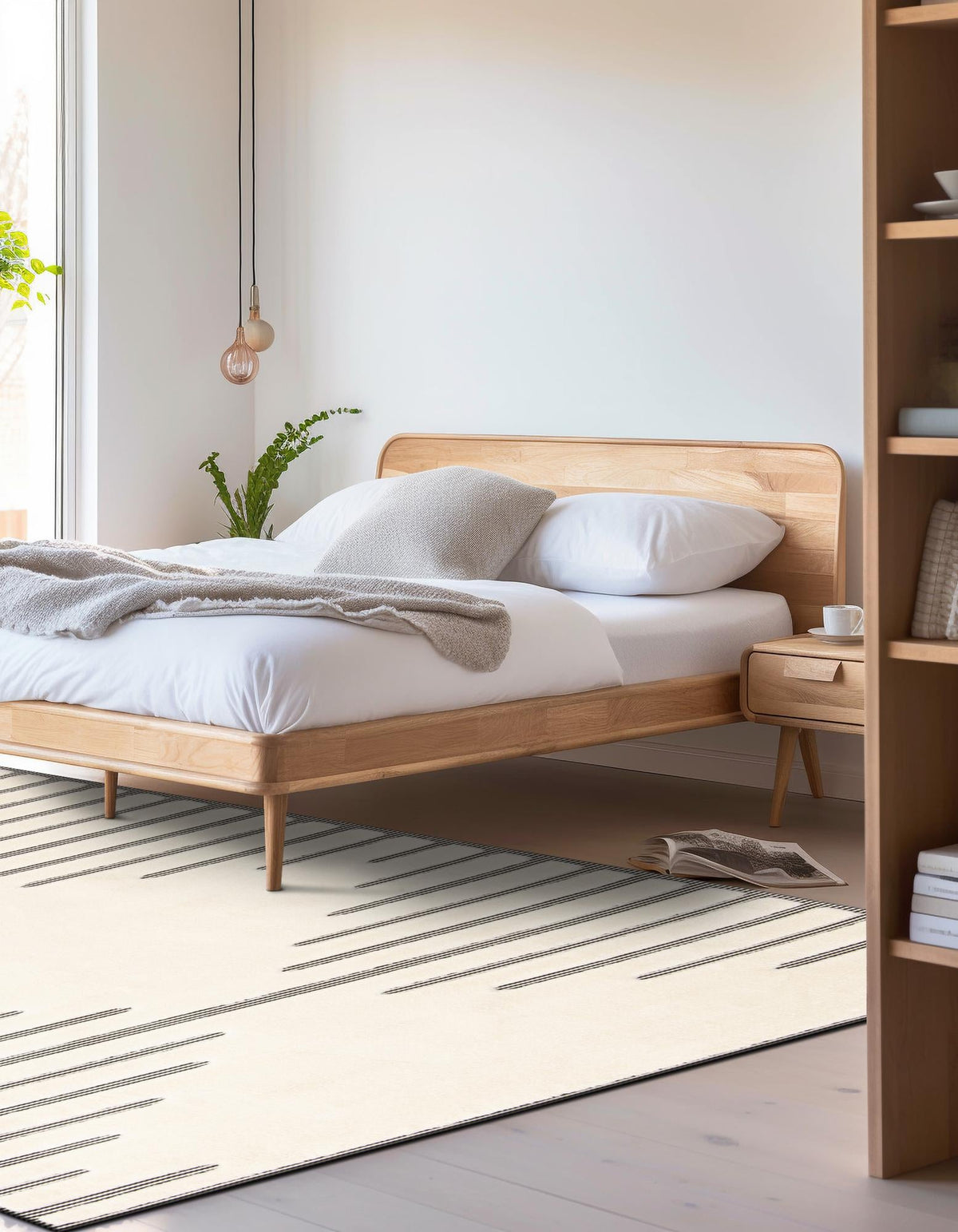 Monochrome Collection Area Rug -  Ash Rectangle Ivory White  lifestyle 21
