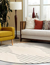 Monochrome Collection Area Rug -  Ash Round Ivory White  lifestyle 57
