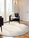 Monochrome Collection Area Rug -  Ash Round Ivory White  lifestyle 69