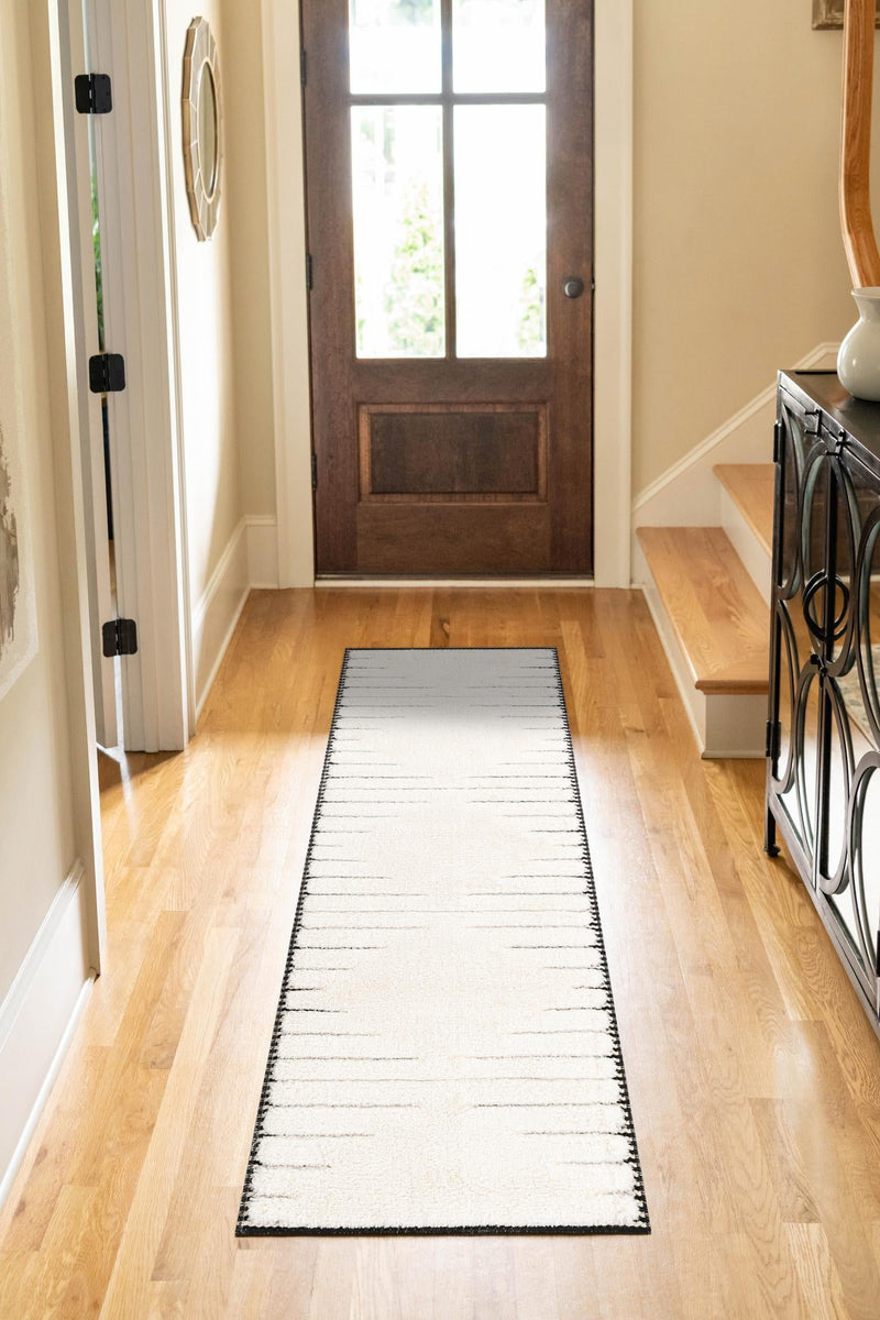 Monochrome Collection Area Rug -  Ash Runner Ivory White  lifestyle 70