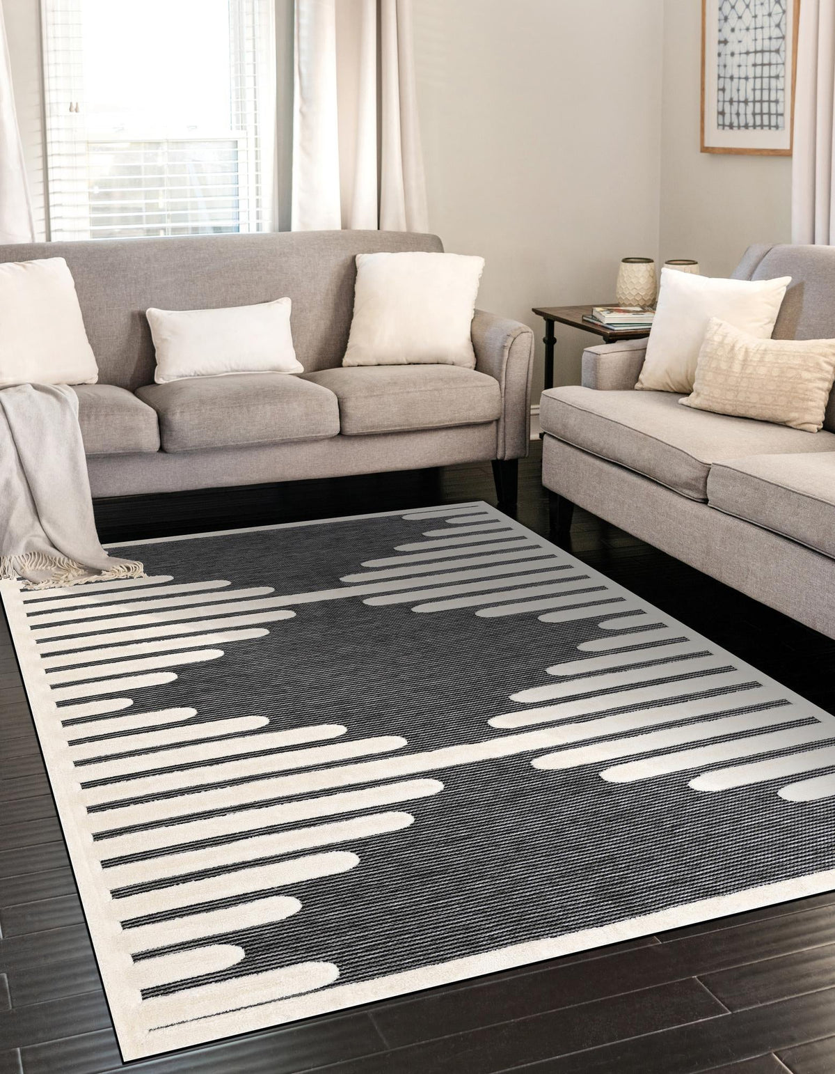 Monochrome Collection Area Rug -  Ash Rectangle Gray  lifestyle 2