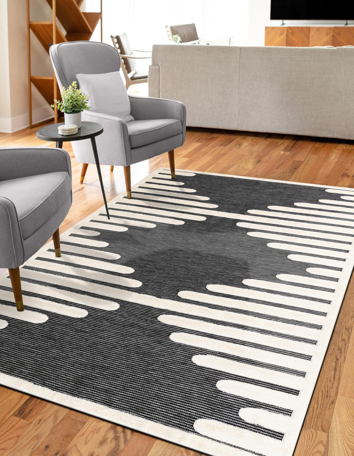 Monochrome Collection Area Rug -  Ash Rectangle Gray  lifestyle 6