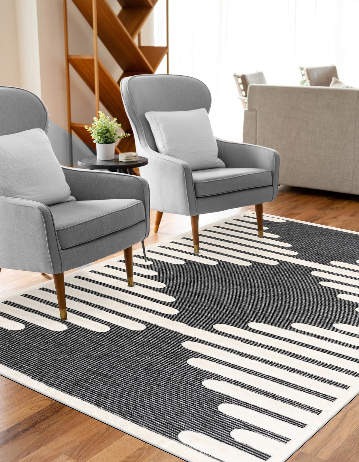 Monochrome Collection Area Rug -  Ash Rectangle Gray  lifestyle 12