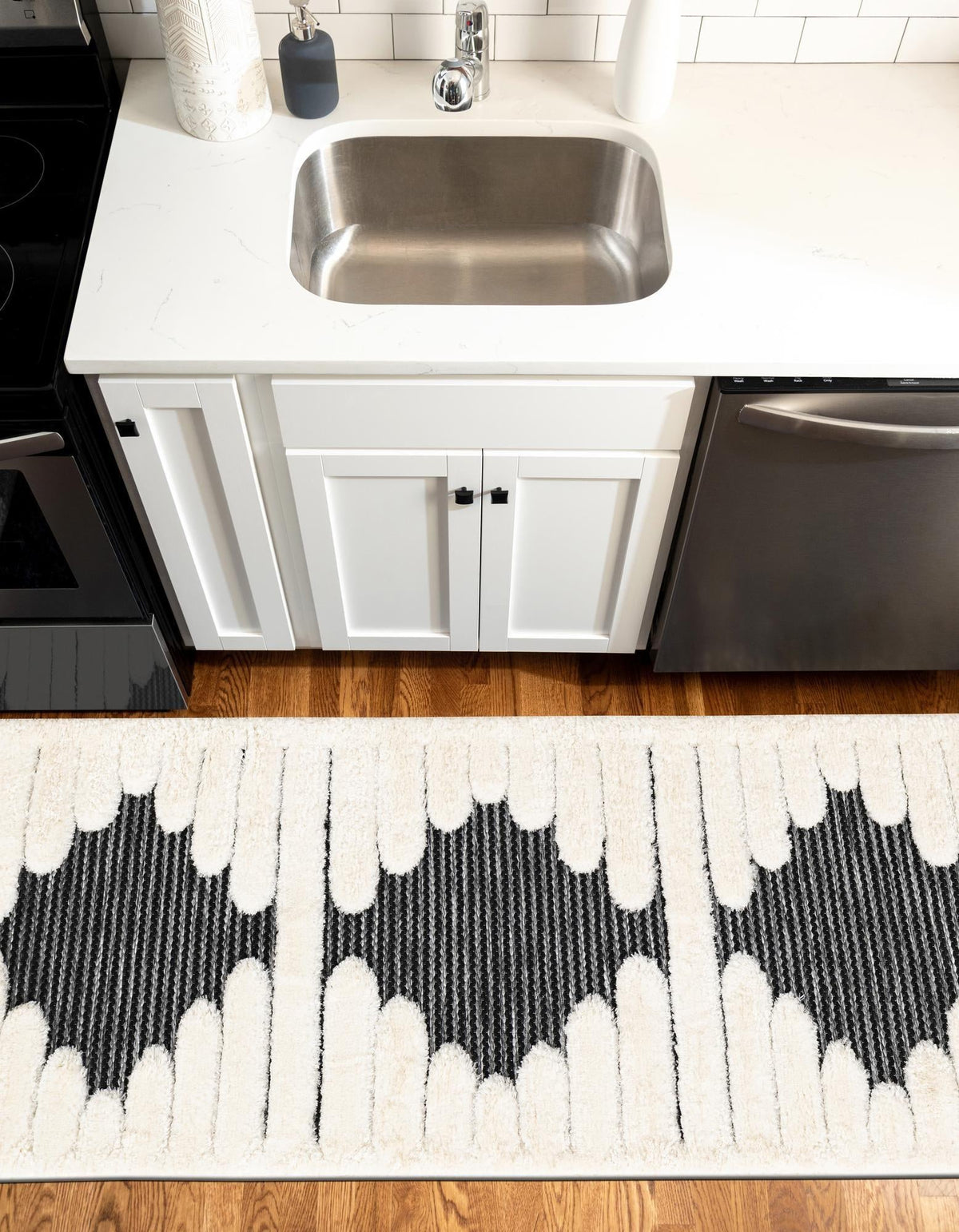 Monochrome Collection Area Rug -  Ash Runner Gray  lifestyle 105