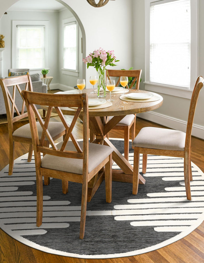 Monochrome Collection Area Rug -  Ash Round Gray  lifestyle 60
