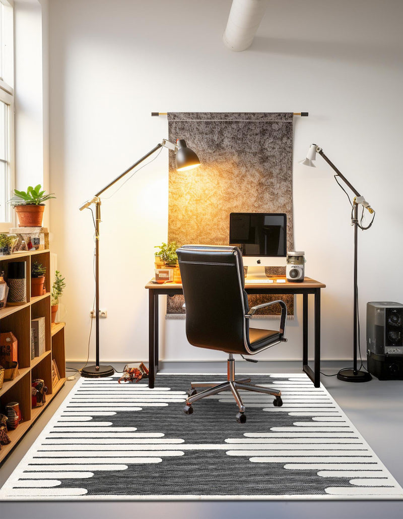 Monochrome Collection Area Rug -  Ash Square Gray  lifestyle 50