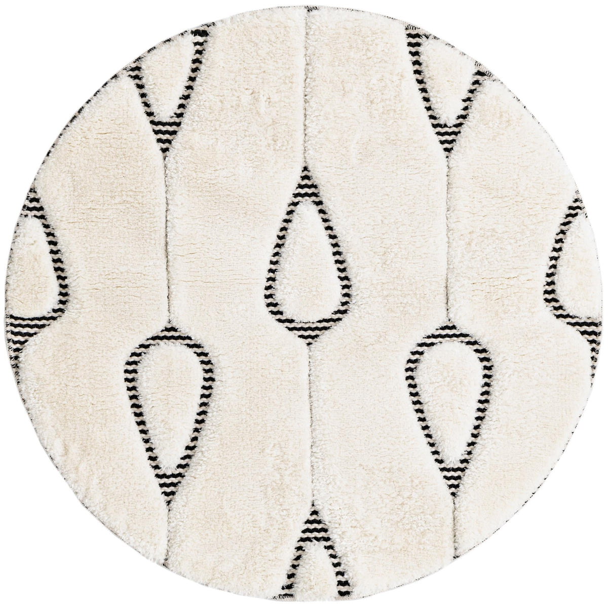 Monochrome Collection Area Rug -  Marble Round Ivory White  lifestyle 76