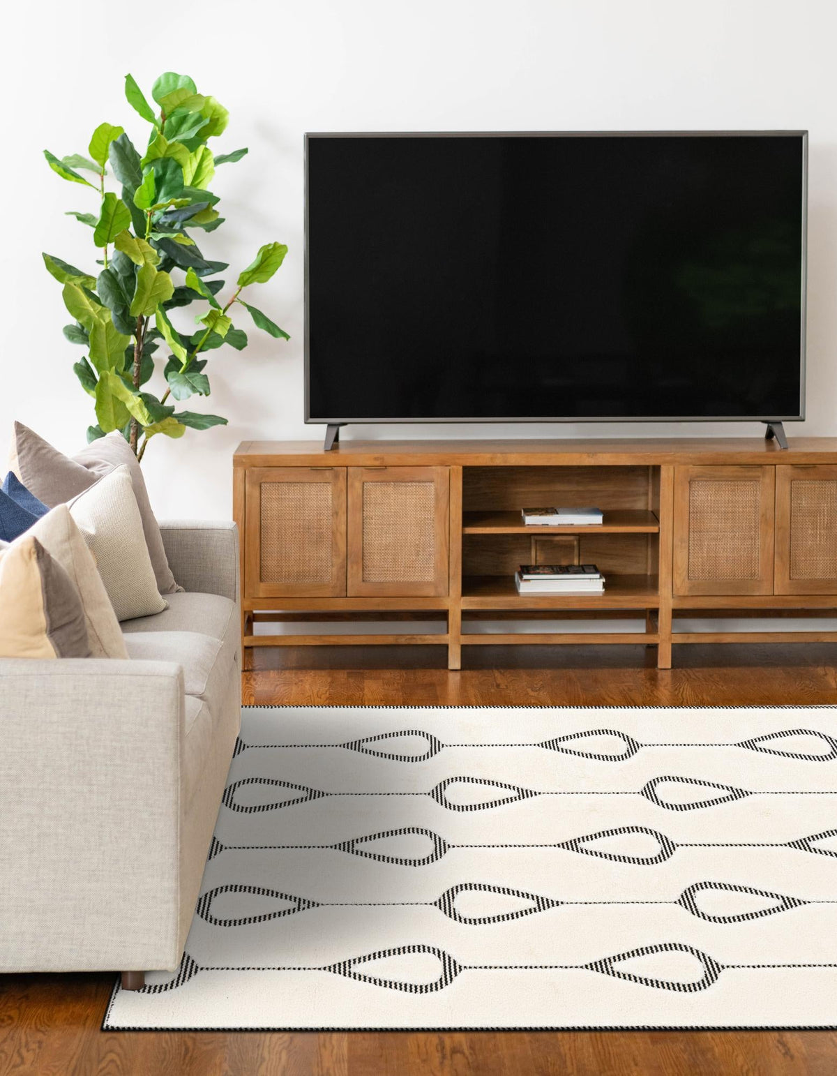 Monochrome Collection Area Rug -  Marble Rectangle Ivory White  lifestyle 13