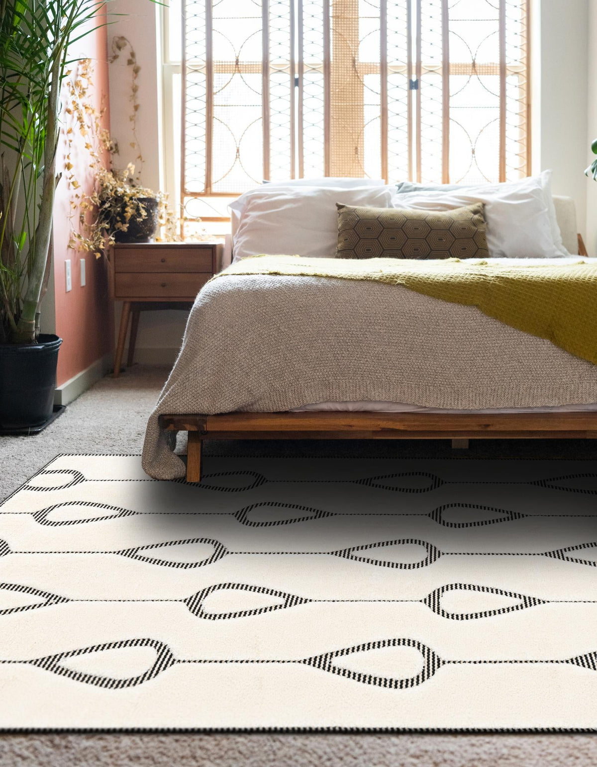 Monochrome Collection Area Rug -  Marble Rectangle Ivory White  lifestyle 21
