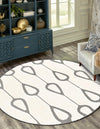 Monochrome Collection Area Rug -  Marble Round Ivory White  lifestyle 57