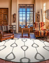 Monochrome Collection Area Rug -  Marble Round Ivory White  lifestyle 63