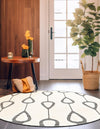 Monochrome Collection Area Rug -  Marble Round Ivory White  lifestyle 69