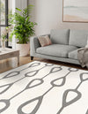 Monochrome Collection Area Rug -  Marble Square Ivory White  lifestyle 53